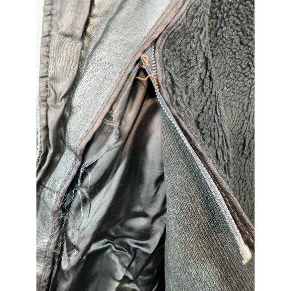 Leather Loft Mens Black Leather Jacket Size 40 With Zipper & Button Closure - Picture 9 of 16